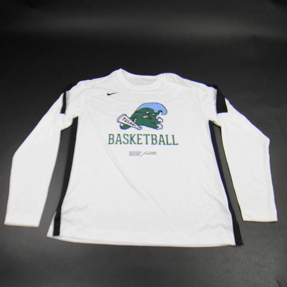 Tulane Green Wave Nike Dri-Fit Long Sleeve Shirt Men's White Used - Image 1 of 1