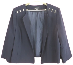 CJ1288- NWT NINE WEST Women's Polyester Open Jacket 3/4 Sleeve Blue Size 24W - Picture 1 of 8