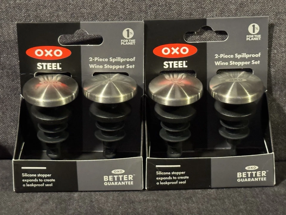 NUEVO OXO Softworks 2 Piezas Silicona Antiderrames Tapones para Botella de Vino x2 NUEVO 4 Tota Foto 1 de 4