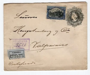 Chile 1910 Curicó a Valparaíso cubierta registrada CERTIFICADO - Imagen 1 de 2