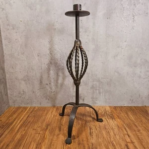 Vintage Iron Blacksmith Made Gothic Style Freestanding Candle Holder 54cm Tall - Picture 1 of 20