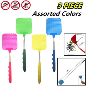 3 PACK EXTENDABLE FLY SWATTER Plastic Bug Mosquito Insect Killer Telescopic  - Picture 1 of 4