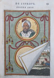 Mehmed IV Ottoman Sultan  Medallion Portrait Janissaries 1683 Mallet print - Picture 1 of 2