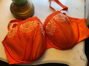 Lane Bryant Cacique wunderschön bestickt Sunset Orange 44c. Balconette BH. Selten - Bild 1 von 8