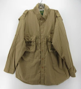 VINTAGE Cabelas Shirt Men XL Brown Guide Wear Fishing Hiking Safari Vented Khaki - Picture 1 of 12