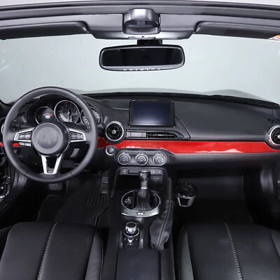 Pegatina roja de fibra de carbono para tablero de instrumentos de consola central para Mazda MX-5 Miata 2016-23 Foto 1 de 4