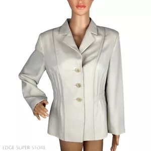 Kasper Light Tan Beige 3 Button Work Jacket Blazer Suit Coat Petite Size 12 - Picture 1 of 5