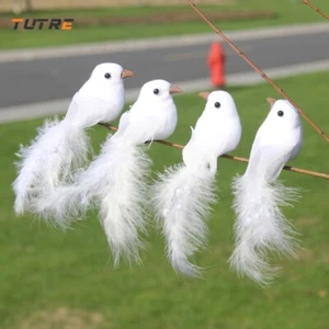 WhiteSimulation Dove Imitation Feather Bird Wedding Decoration Scene Arrangement - Picture 1 of 12