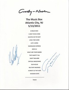 David Crosby & Graham Nash REAL hand SIGNED 8.5x11" Concert Set List COA #1