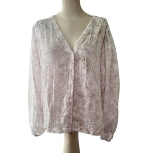 Laura Ashley Peasant Floral White Cotton Gauze Blouse Romantic Summer Size XL - Picture 1 of 7