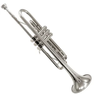 *GREAT GIFT* TOP Quality Bb Nickel Plated Trumpet w Hard Case Care Kit CLEARANCE - Picture 1 of 7