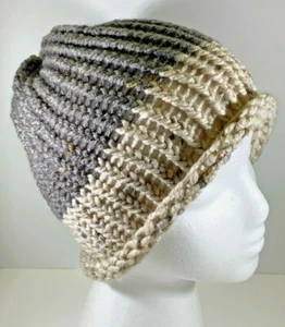 Gorro tejido a mano gris gris y caqui tostado adulto adolescente mujer hombre - Imagen 1 de 4