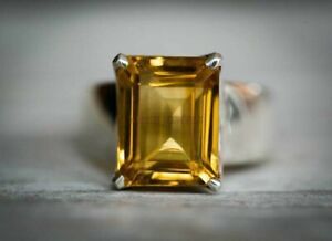 Natural Citrine Gemstone with 925 Sterling Silver Ring for Men's AJ680