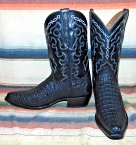Mens Rujo Kirby Black Hornback Gator / Leather Cowboy Boots 13 D NEW In Box - Picture 1 of 6