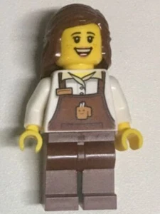 LEGO® Minifig twn345 - Barista - Female, Reddish Brown Apron with Name Tag - Picture 1 of 1