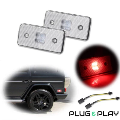 [即插即用] 透明红色后侧标记灯套装适用于 2002 - 14 Benz G500 G 级 — 第 1/4 张图片