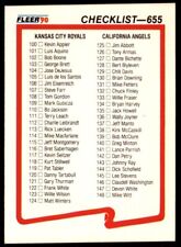 1990 Fleer Checklist Royals/Angels/Padres/Orioles Baseball Cards #655