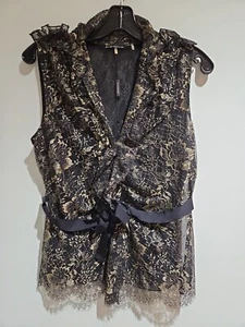 ATEMBERAUBENDES TAHARI GOLD & SCHWARZ SPITZE REMY TOP NEU MIT ETIKETT $ 298 Gr. M - Bild 1 von 6