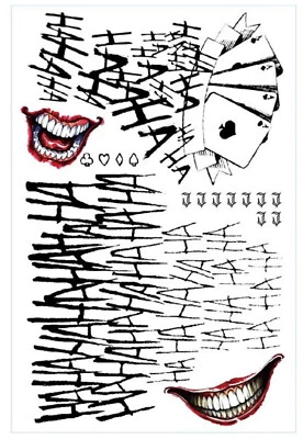 MARKENLOS Temporäres Tattoo SET Joker Batman Horror Karneval Halloween Fasching Fasnacht