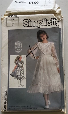 Simplicity Gunne Sax Dress Pattern 6918 Girls Size 12 Cottagecore Uncut 1985 - Image 1 of 4