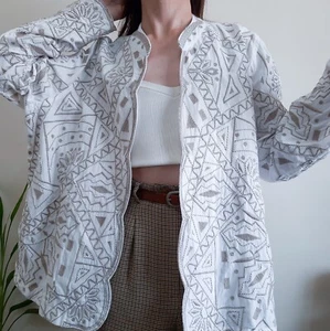COLDWATER CREEK Cotton Embroidered Jacket Size 2X Open Jacket Off White Brown - Picture 1 of 21