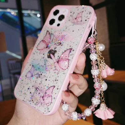 For iPhone 17 16 15 14 13 12 11 Pro Max XS Girls Glitter Bling Chain Phone Case - Image 1 of 4