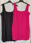 Next Women's Sleeveless Pink or Black Linen Blend Shift Dress 12,14,18,20,22