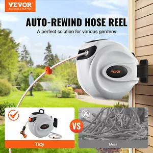 VEVOR 65~130 ft Retractable Hose Reel Water 180° Swivel Wall-Mounted Garden Tool - Picture 1 of 84