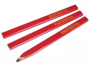 Faithfull - Carpenters Pencils - Red / Medium (Pack of 3) - Picture 1 of 2