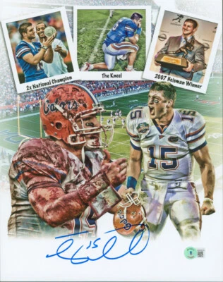 Tim Tebow Signed Florida Gators 11x14 Photo (Beckett) 2xBCS National Champion QB - Image 1 of 3