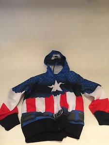 MARVEL--CAPTAIN AMERICA ZIPPERED HOODIE MASK --BOYS SZ 6/7 Fast Shipping - Picture 1 of 6