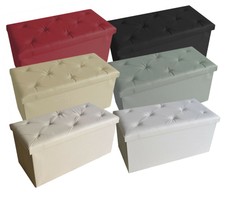 PUFF POUF CONTENITORE ECOPELLE PANCA BAULE IMBOTTITO TRAPUNTATO ELEGANTE 6COLORI