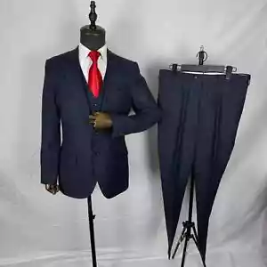 SuitSupply blue Slim suit Lazio Single Breasted wool silk linen 2 Piece US 38R - Picture 1 of 17
