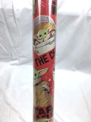 70 sq ft Mandalorian Child Yoda Red Christmas Gift Wrap Wrapping Paper 1 Roll - Image 1 of 4