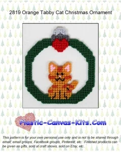 Adorno de Navidad naranja atigrado gato - patrón o kit de lona de plástico - Imagen 1 de 1