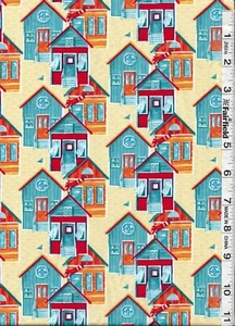 Blue Surfs Up Beach Cottages by Henry Glass Co bty - Picture 1 of 1