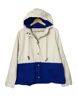 Chaqueta de lona con capucha J Crew para mujer Anorak bloque de color azul tostado talla XL náutica Foto 1 de 4