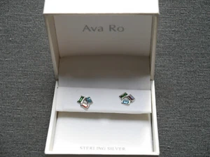 Ava Ro Ohrstecker Sterling Silber silver Swarovski Kristall Würfel bunt ek boxed - Picture 1 of 3