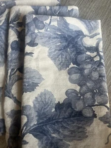 William Sonoma Blue Toscana Grapes Italy 6 Cloth Napkins 18" X 18” cotton Linen - Picture 1 of 8