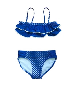 Cat & Jack Blue Polka Dot Ruffle Bikini 2-Pc. Set Swimwear Girls S,M - Picture 1 of 1
