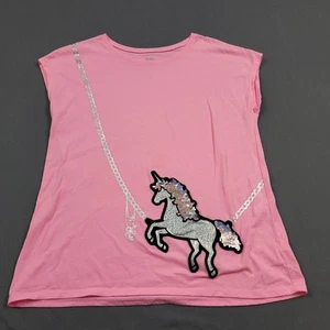 Justice Shirt Jugend Mädchen 14 kurz Dolmanärmel Pailletten Einhorn Pullover rosa - Bild 1 von 12