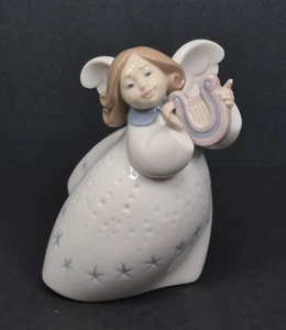 Vintage 1997 Lladro Angel Figurine Playing a Harp #6528 - Picture 1 of 12