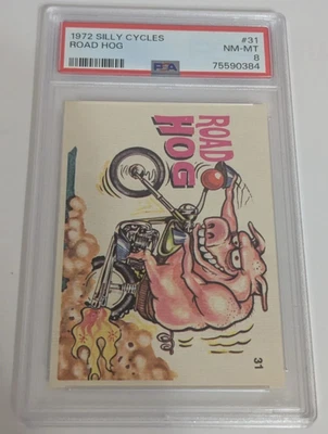 1972 Donruss Silly Cycles sticker # 31 "Road Hog" graded PSA 8 NM-MT - Image 1 of 2