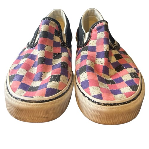 Sneaker da skate Vans rosa viola slip on donna 7 uomo 5 5 scacchi ottime condizioni unisex