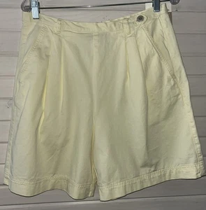 NUEVO CON ETIQUETAS DE COLECCIÓN Pantalones Cortos Liz Claiborne Talla 12 Cintura Alta Plisados Mamá Años 80 90 Amarillo Algodón - Imagen 1 de 10