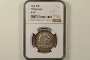 1892 Columbian Half Dollar NGC MS65 Monster Toning - Picture 1 of 13