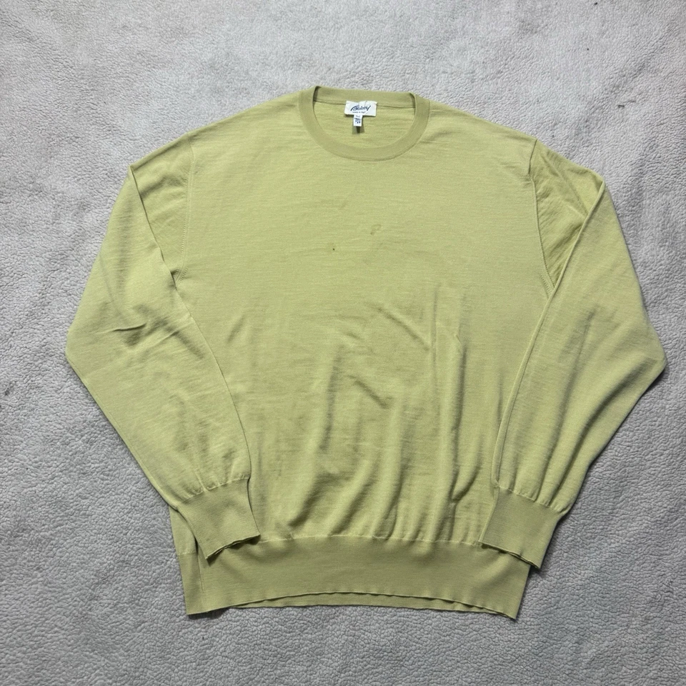 Suéter Brioni Para Hombre 54 Verde Claro Lana Extrafina Italia Tejido Manga Larga Crew Foto 1 de 4