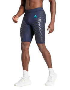 Adidas Rheon Mens Medium Adizero Control Running Half Short Tights Blue HY6930 - Picture 1 of 24
