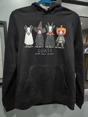 Goats Because People Are Creepy Halloween Trick Or Treat Hoodie Unisex Small - Image 1 of 3