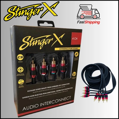 Stinger XI2417 / X2 SERIES - 4 CHANNEL RCA INTERCONNECT CABLES - 17 FT   *NEW* - Image 1 of 4